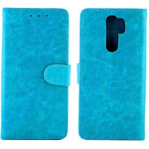 Voor Xiaomi Redmi 9 Crazy Horse Texture Leather Horizontale Flip Beschermhoes met Houder & Card Slots & Wallet & Photo Frame(baby Blue)