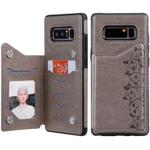 Voor Galaxy Note 8 Six Cats Embossing Pattern Protective Case met Holder & Card Slots & Photo Frame(Grey)