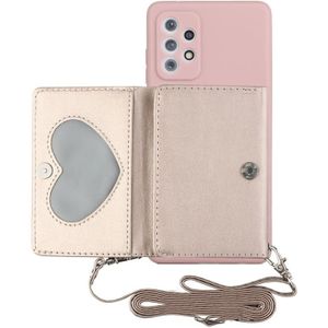 Voor Samsung Galaxy A53 5G Crossbody Lanyard Wallet Card Bag Telefoon Case (Pink)