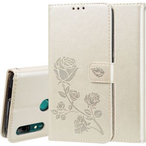 Rose relif horizontale Flip PU lederen draagtas voor Huawei P Smart Z  met houder & kaartsleuven & portemonnee (goud)