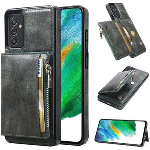 Voor Samsung Galaxy A82 Zipper Wallet Bag PU Back Cover ShockRpoof Telefoonhoesje Met Houder & Card Slots & Portemonnee (Groen)