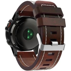 Voor Garmin Tactix 7 Pro 26 mm lederen horlogeband met stalen gesp