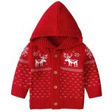 Jongens en meisjes cartoon baby Hooded gebreide jas (kleur: rood formaat: 90cm)