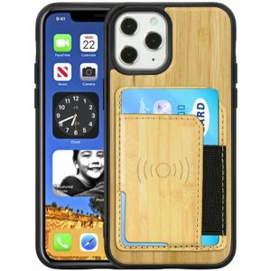 Wood Grain PU+TPU beschermhoes met kaartsleuf voor iPhone 12 mini(Bamboe)