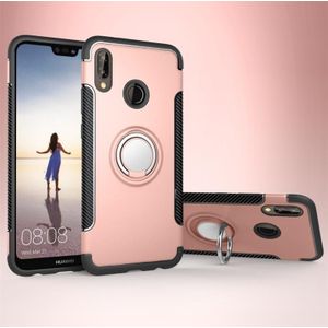 Voor Huawei P20 Lite Magnetische 360 Graden Rotatie Ring Armor Beschermhoes Back Cover Case (Rose Gold)