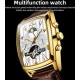 OLEVS 6675 Heren multifunctioneel maanfase Tourbillon mechanisch horloge (wit + goud)
