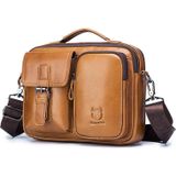 BULL CAPTAIN 036 Men Leather Shoulder Bag Retro First-Layer Cowhide Messenger Bag(Yellow Brown)