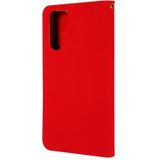 Stof stiksels borduurwerk horizontale Flip lederen draagtas met houder & kaartsleuven & portemonnee voor Huawei P30 Pro (rood)