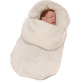 Dikke baby Swaddle wrap brei envelop slaapzak pasgeboren baby warme bands indoor baby wandelwagen slaapzak (wit)