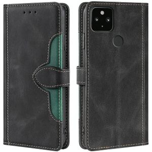 Voor Google Pixel 5 XL / Pixel 4A 5G Skin Feel Stro Hat Magnetische Gesp horizontale Flip Leren Case Met Houder & Card Slots & Portemonnee (Zwart)