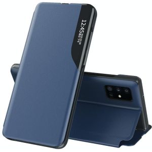 Voor Samsung Galaxy S20 FE/S20 Lite Side Display Magnetic Shockproof Horizontale Flip Lederen behuizing met houder(blauw)