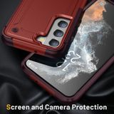 Voor Samsung Galaxy S21 FE 5G 2 in 1 Soft TPU Hard PC Phone Case (Rood Rose Rood)
