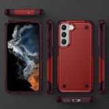 Voor Samsung Galaxy S21 FE 5G 2 in 1 Soft TPU Hard PC Phone Case (Rood Rose Rood)