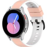 Voor Garmin Approach S40 22 mm tweekleurige siliconen horlogeband (roze + wit)