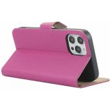 Effen textuur koeienhuid lederen horizontale flip case met magnetische sluiting & houder & kaart slots & portemonnee voor iPhone 12 Pro Max (rose rood)