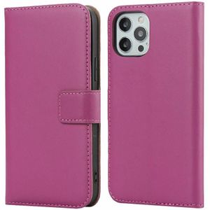 Effen textuur koeienhuid lederen horizontale flip case met magnetische sluiting & houder & kaart slots & portemonnee voor iPhone 12 Pro Max (rose rood)