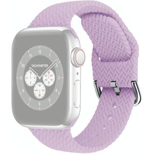 Gevlochten siliconenvervanging horlogebanden met gesp voor Apple Watch Series 6 & SE & 5 & 4 40mm / 3 & 2 & 1 38mm (licht paars)