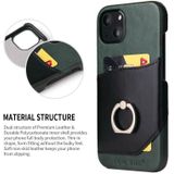 Fierre Shann olie wax textuur lederen achterkant case met 360 graden rotatiehouder & kaart slot voor iphone 13