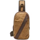 Heren borsttas gewaxt canvas Crazy Horse lederen schoudertas Crossbody tas Casual heuptas (aarde geel)