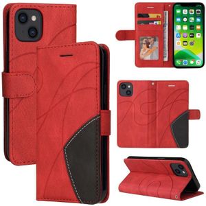 Dual-color Splicing Horizontal Flip PU Leather Case with Holder & Card Slots & Wallet For iPhone 13(Red)