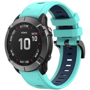 Voor Garmin Fenix 6 GPS 22mm tweekleurige sport siliconen horlogeband (mintgroen + blauw)