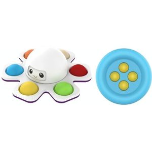 3 stks Face-Changing Octopus Bubble Top Decompressy Toy  Color: White + Buttons Bead Blue