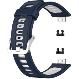 Voor Huawei Watch Fit tweekleurige siliconen vervangende riem watchband (blauw + wit)
