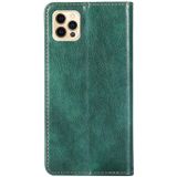 Voor iPhone 12 Pro Max PU + TPU Gloss Oil Solid Color Magnetic Horizontal Flip Leather Case met Holder & Card Slot & Wallet (Groen)