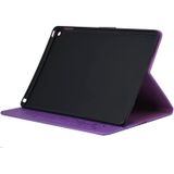 Voor iPad Air 2 ingedrukt bloemen vlinder patroon horizontale Flip PU lederen draagtas met magnetische Buckle & houder & Card Slots & Wallet(Purple)