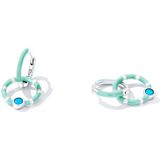 S925 Sterling Silver Turquoise Double Hoop Ear Buckle Women Earrings