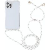 Transparante acryl airbag schokbestendige telefoon beschermhoes met lanyard voor iphone 13 mini (witte grijze fijne lijnen)