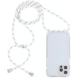 Transparante acryl airbag schokbestendige telefoon beschermhoes met lanyard voor iphone 13 mini (witte grijze fijne lijnen)