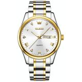 OLEVS 5563 heren lichtgevend waterdicht quartzhorloge (wit + goud)