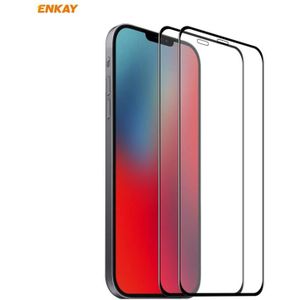 2 PCS ENKAY Hat-Prince 0.26mm 9H 6D Gebogen volledige dekking Gehard glasbeschermer voor iPhone 12 Pro Max