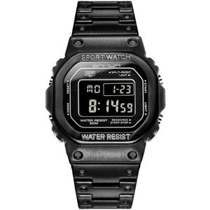 SANDA 390 mode trend mannen Business horloge outdoor sportpersoonlijkheid vierkant digitale elektronische horloge (zwart)