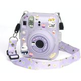 Voor FUJIFILM instax mini 12 Crystal Hard Acryl Camera Case met Schouderriem (DIY Purple Daisies)