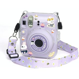 Voor FUJIFILM instax mini 12 Crystal Hard Acryl Camera Case met Schouderriem (DIY Purple Daisies)