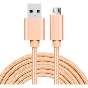 3m 3A Geweven stijl Metal Head Micro USB to USB Data / Lader Kabel  Voor Samsung / Huawei / Xiaomi / Meizu / LG / HTC en Other Smartphones(Goud)