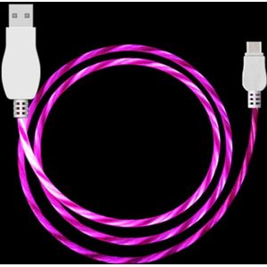 Onder leiding van vloeiende licht 1m USB A Type-C Data Sync kabel  kosten voor Galaxy  Huawei  Xiaomi  LG  HTC en andere slimme Phones(Magenta)