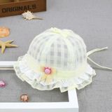 MZ5922 Lace Flower Princess Hat Summer Thin Baby Hat Sun Protection Hat  Maat: 46cm (Lichtgeel)