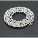 Mens Hip Hop Punk n rij kristal ingelegd legering Chain ketting  grootte: 24 inch(White)