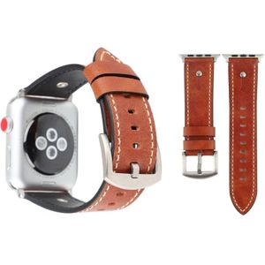 Crowe Star textuur lederen pols horloge Band relif voor Apple Watch serie 3 & 2 & 1 38mm (donkerbruin)