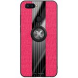 Voor OPPO R11S XINLI stiksels doek Textue schokbestendig TPU beschermhoes met ring houder (rood)