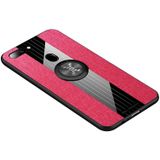 Voor OPPO R11S XINLI stiksels doek Textue schokbestendig TPU beschermhoes met ring houder (rood)