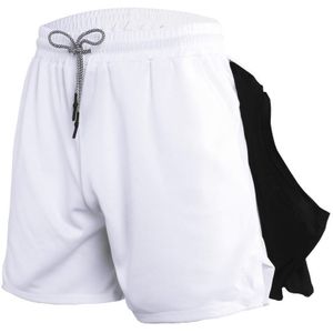 Mens Quick Dry Athletic Shorts Single Layer 5 / 10 Pants With Towel Hanging  Size: M(White)