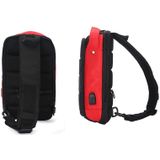 Ozuko 9068 Heren Chest Bag Waterproof Schouder Messenger Bag met externe USB-oplaadpoort (Zwart+Rood)
