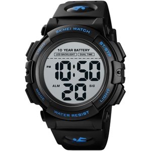 Skmei 1562 Multi-functie Outdoor Sport Waterdicht Student Elektronisch Horloge Tien jaar Batterij Mens Watch (Blauw)