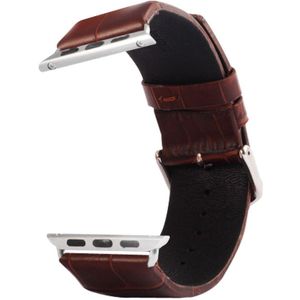 Kakapi voor Apple Watch 38mm krokodil textuur geborsteld gesp lederen horlogeband met Connector(Coffee)