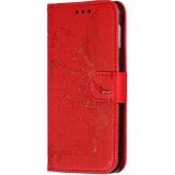 Feather patroon Litchi textuur horizontale Flip lederen draagtas met portemonnee & houder & kaartsleuven voor Galaxy S10e (rood)