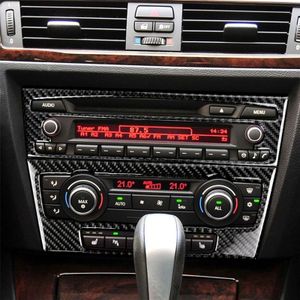Carbon Fiber auto centrale controle CD panel decoratieve sticker voor BMW E90/E92 2005-2012  niet navigatie met gat